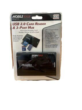 NWT Mobile Edge All-In-One USB 2.0 Card Reader & 3-Port Hub - New In Box